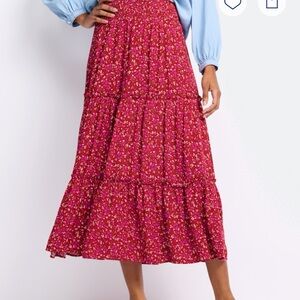 Market & Spruce Red Floral Maxi Skirt